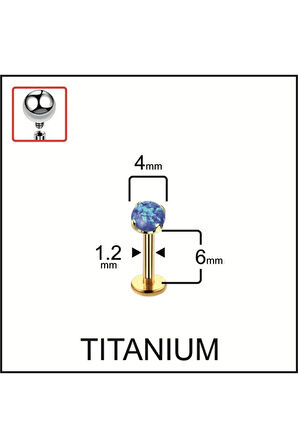 Yüksek Kalite Titanyum Titanium Opal Taşlı Kıkırdak Helix Tragus Titanyum Piercingi