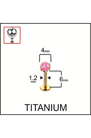 Yüksek Kalite Titanyum Titanium Opal Taşlı Kıkırdak Helix Tragus Titanyum Piercingi