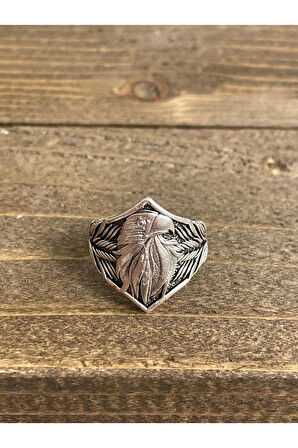 925 Ayar Gümüş Kaplama Ayarlanabilir Ölçü Kartal Şovalye Yüzük