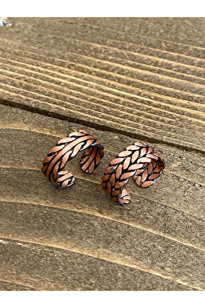 %100 Saf Bakır Ayarlanabilir Ölçü 2li Yüzük Özel Tasarım Bakır Yüzük