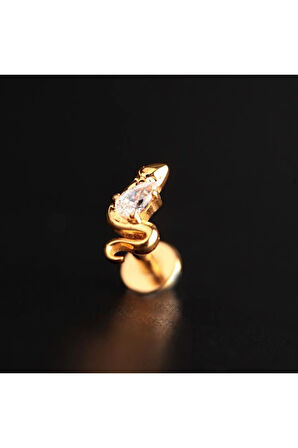 Yüksek Kalite G23 Titanyum Zirkon Taşlı Yılan Kıkırdak Helix Tragus Titanium Piercing 6mm x 1,2mm