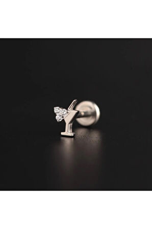 Yüksek Kalite G23 Titanyum Zirkon Taşlı Kokteyl Kıkırdak Helix Tragus Titanium Piercing