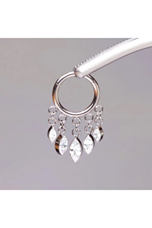 Yüksek Kalite G23 Titanyum Damla Zirkon Sallantılı Kilitli Halka Titanium Piercing