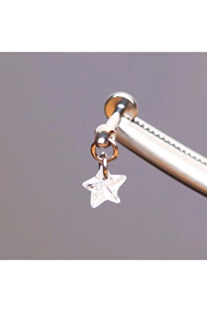 Yüksek Kalite G23 Titanium Sallantılı Zirkon Taşlı Dudak Helix Tragus Kıkırdak Titanyum Piercing