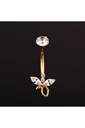 Yüksek Kalite G23 Titanium Zirkon Taşlı Kelebek Titanyum Göbek Piercingi