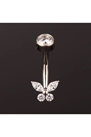 Yüksek Kalite G23 Titanium Zirkon Taşlı Kelebek Titanyum Göbek Piercingi