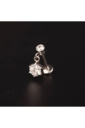 316 L Cerrahi Çelik Sallantılı Tek Taş Kıkırdak Helix Dudak Tragus Piercingi