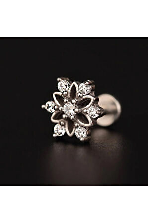 316 L Cerrahi Çelik Pırlanta Kar Tanesi Dudak Helix Kıkırdak Tragus Piercingi