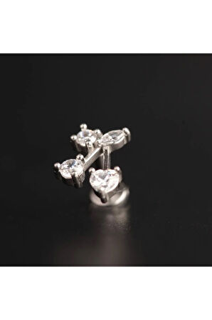 316 L Cerrahi Çelik Zirkon Taşlı Kiraz Helix Dudak Kıkırdak Tragus Piercingi