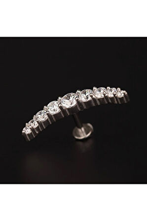 316 L Cerrahi Çelik Moon Zirkon Labret Piercing