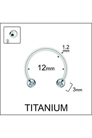 Yüksek Kalite G23 Titanium Zirkon Taşlı Titayum Halka Piercing