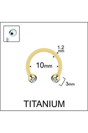 Yüksek Kalite G23 Titanium Zirkon Taşlı Titayum Halka Piercing