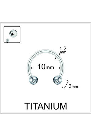 Yüksek Kalite G23 Titanium Zirkon Taşlı Titayum Halka Piercing