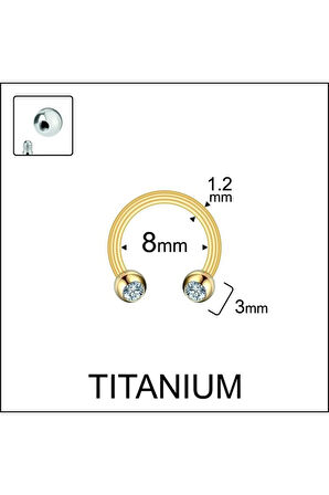 Yüksek Kalite G23 Titanium Zirkon Taşlı Titayum Halka Piercing