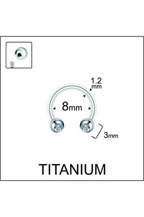 Yüksek Kalite G23 Titanium Zirkon Taşlı Titayum Halka Piercing