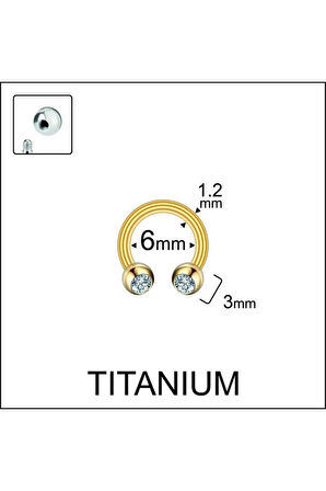 Yüksek Kalite G23 Titanium Zirkon Taşlı Titayum Halka Piercing