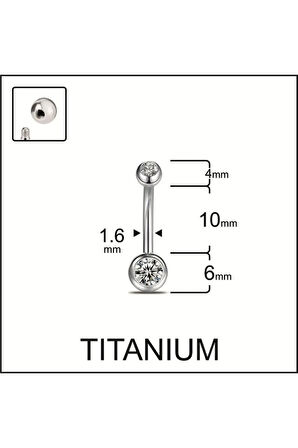 Yüksek Kalite G23 Titanium Çift Taşlı Titanyum Göbek Piercingi