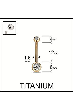 Yüksek Kalite G23 Titanium Çift Taşlı Titanyum Göbek Piercingi