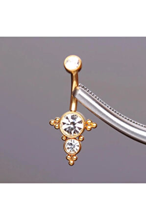 Yüksek Kalite G23 Titanium Zirkon Parlak Taşlı Titanyum Göbek Piercingi