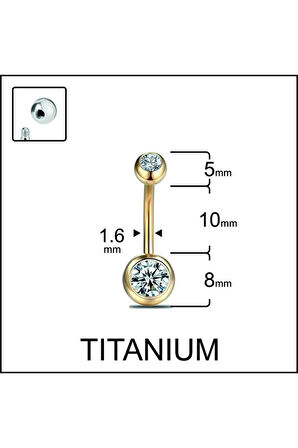 Yüksek Kalite G23 Titanium Çift Taşlı Titanyum Göbek Piercingi