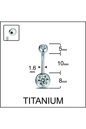 Yüksek Kalite G23 Titanium Çift Taşlı Titanyum Göbek Piercingi