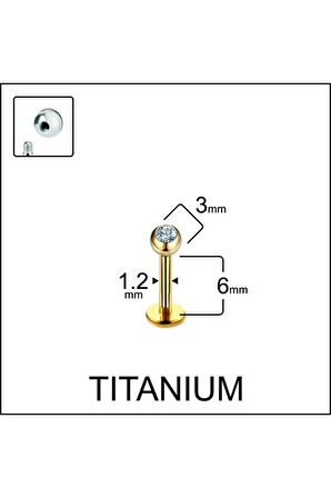 Yüksek Kalite G23 Titanium Tek Taş Titanyum Dudak Helix Kıkırdak Tragus Piercingi