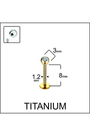 Yüksek Kalite G23 Titanium Tek Taş Titanyum Dudak Helix Kıkırdak Tragus Piercingi