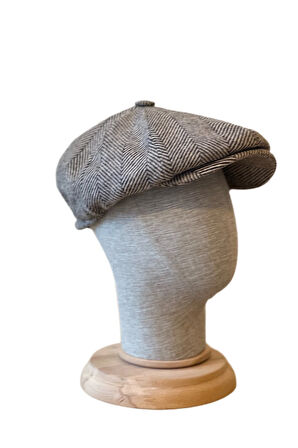 Standart Kışlık Yün Ingiliz Kasket Dökümlü Peaky Blinders Kasket Balıksırtı Kasket Arkası Lastikli