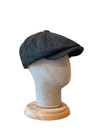 Standart Kışlık Yün Ingiliz Kasket Dökümlü Peaky Blinders Kasket Balıksırtı Kasket Arkası Lastikli