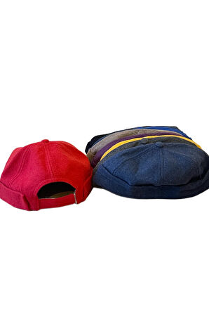 2 Adet Kışlık Kaşe Cap Ayarlanabilir Docker Şapka Kışlık Takke Şapka Retro Şapka Takke