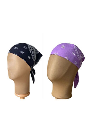 %100 Pamuklu Klasik Desen Unisex 2li Bandana Seti Renkli Bandana Etnik Desenli A Kalite Bandana