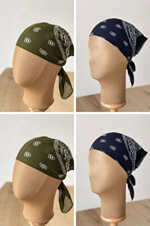 %100 Pamuklu Klasik Desen Unisex 4lü Bandana Seti Renkli Bandana Etnik Desenli A Kalite Bandana