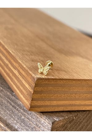 925 Ayar Gümüş Kelebek Dudak Kıkırdak Helix Tragus Piercingi Gümüşl Piercing