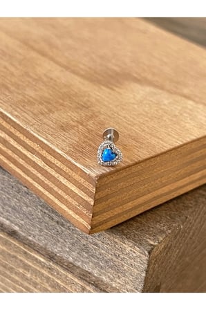 925 Ayar Gümüş Opal Taşlı Dudak Kıkırdak Helix Tragus Piercingi Gümüş Piercing G