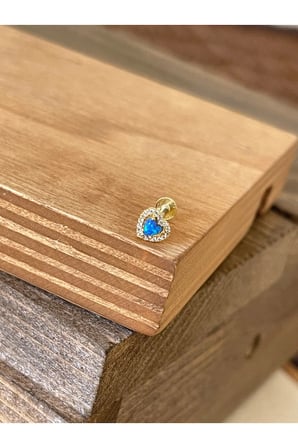 925 Ayar Gümüş Opal Taşlı Dudak Kıkırdak Helix Tragus Piercingi Gümüş Piercing