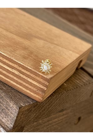 925 Ayar Gümüş Opal Taşlı Güneş Kıkırdak Helix Tragus Piercingi Gümüş Piercing