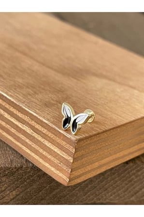 925 Ayar Gümüş Mineli Kelebek Kıkırdak Helix Tragus Piercingi Gümüş Piercing