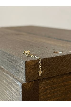 925 Ayar Gümüş Zincir Sallanılı Ok Yay Özel Tasarım Piercing Gümüş Piercing