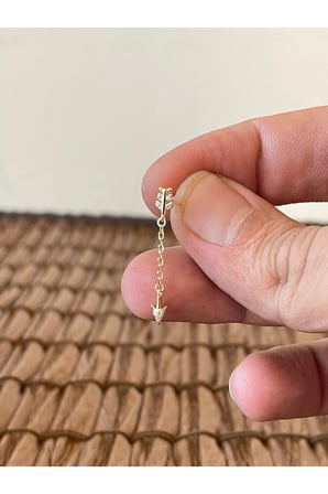 925 Ayar Gümüş Zincir Sallanılı Ok Yay Özel Tasarım Piercing Gümüş Piercing