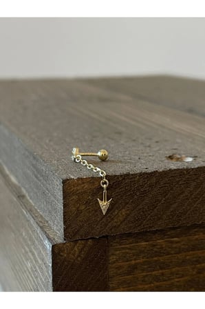 925 Ayar Gümüş Zincir Sallanılı Ok Yay Özel Tasarım Piercing Gümüş Piercing