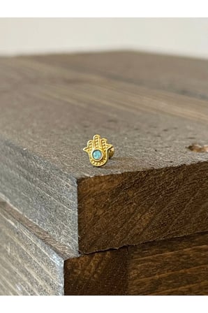 925 Ayar Gümüş Opal Taşlı Fatma Ana Eli Kıkırdak Helix Tragus Piercingi Gümüş Piercing