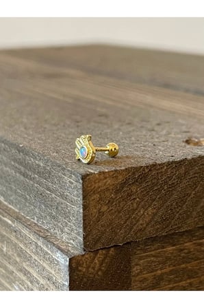 925 Ayar Gümüş Opal Taşlı Fatma Ana Eli Kıkırdak Helix Tragus Piercingi Gümüş Piercing