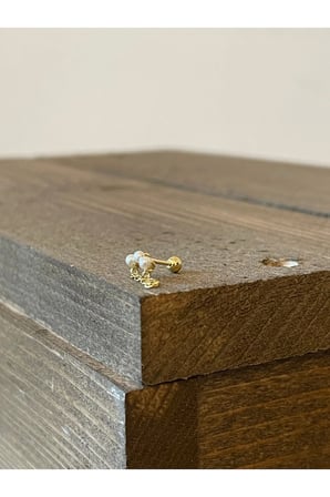 925 Ayar Gümüş İncili Zincir Sallantılı Piercing Gümüş Piercing