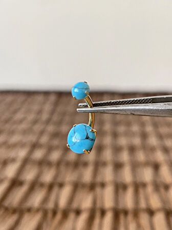 Yüksek Kalite G23 Titanium Doğal Firuze  Taşlı Titanyum Göbek Piercingi Taş 10mm