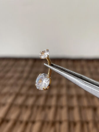 Yüksek Kalite G23 Titanium  Parlak Zirkon  Taşlı Titanyum Göbek Piercingi Taş 10mm