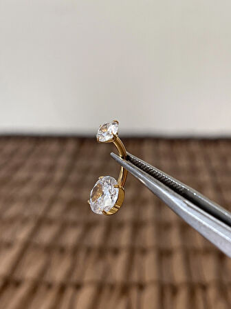 Yüksek Kalite G23 Titanium  Parlak Zirkon  Taşlı Titanyum Göbek Piercingi Taş 10mm