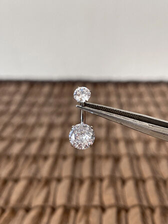 Yüksek Kalite G23 Titanium   Parlak Zirkon  Taşlı Gümüş Titanyum Göbek Piercingi Taş 10mm