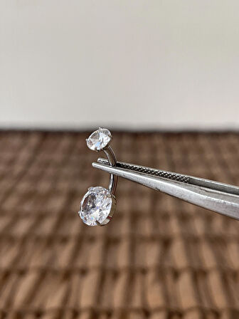 Yüksek Kalite G23 Titanium   Parlak Zirkon  Taşlı Gümüş Titanyum Göbek Piercingi Taş 10mm