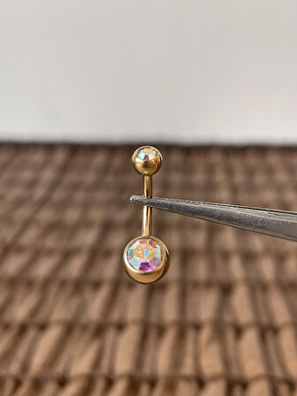 Yüksek Kalite G23 Titanium Hareli Parlak Top Taşlı Titanyum Göbek Piercingi Top 10mm