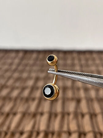 Yüksek Kalite G23 Titanium Siyah Parlak Top Taşlı Titanyum Göbek Piercingi Top 10mm